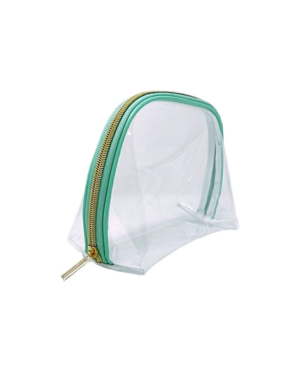 Transparent cosmetic bag with blue zipper